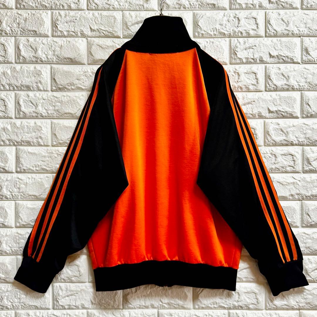 ◆西ドイツ時代／美品◆ 80s アディダス デサント製ジャージ 黒×橙