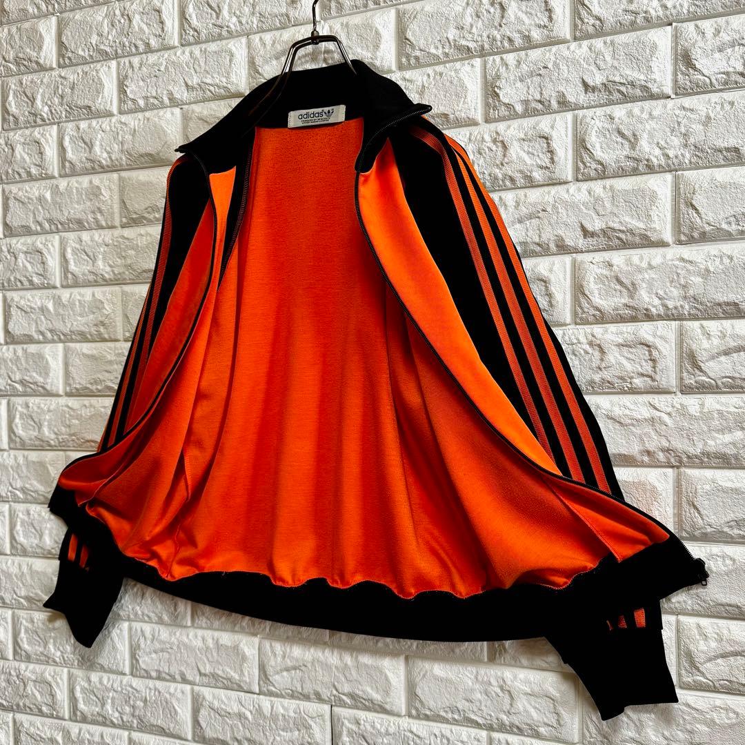 ◆西ドイツ時代／美品◆ 80s アディダス デサント製ジャージ 黒×橙