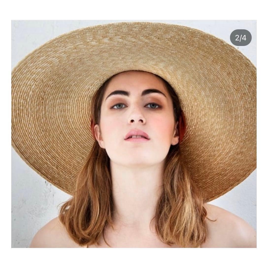 未使用　イタリア製　ストローハット　紫外線対策 スカーフリボン付　　麦わら帽子