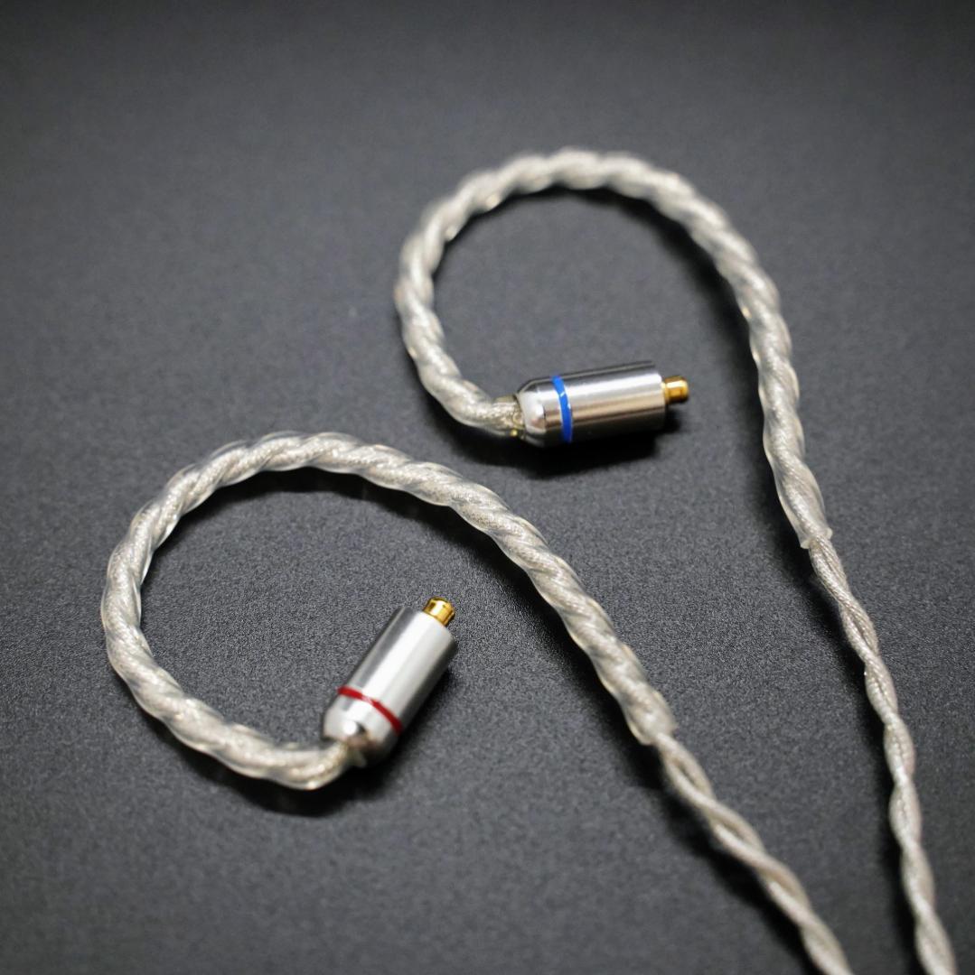 【1点のみ】7N粒子単結晶銅銀メッキ リッツ構造ケーブルMMCX4.4mm L字