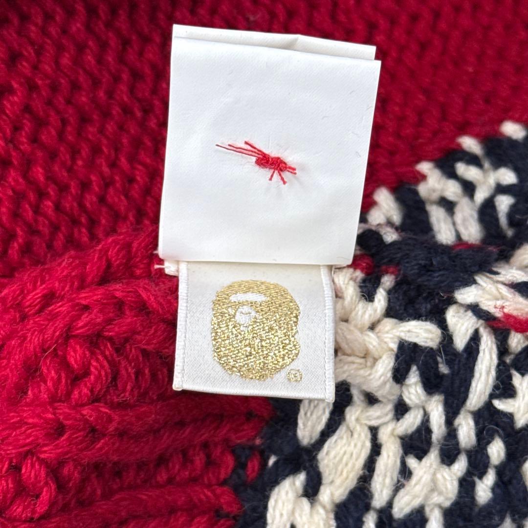 希少 アベイシングエイプ カウチンニット ゴリラウール 赤系 Mサイズ