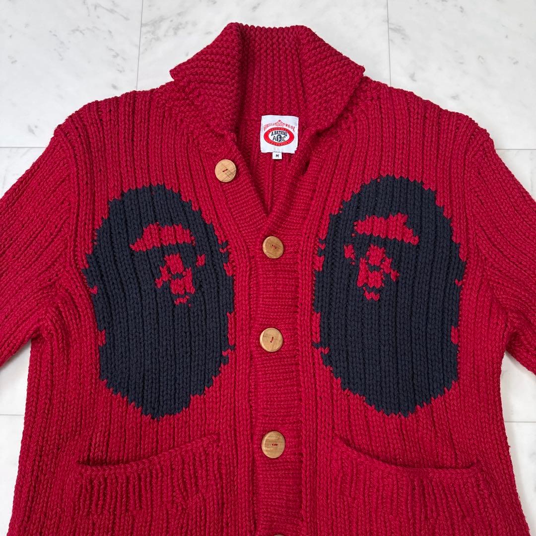 希少 アベイシングエイプ カウチンニット ゴリラウール 赤系 Mサイズ