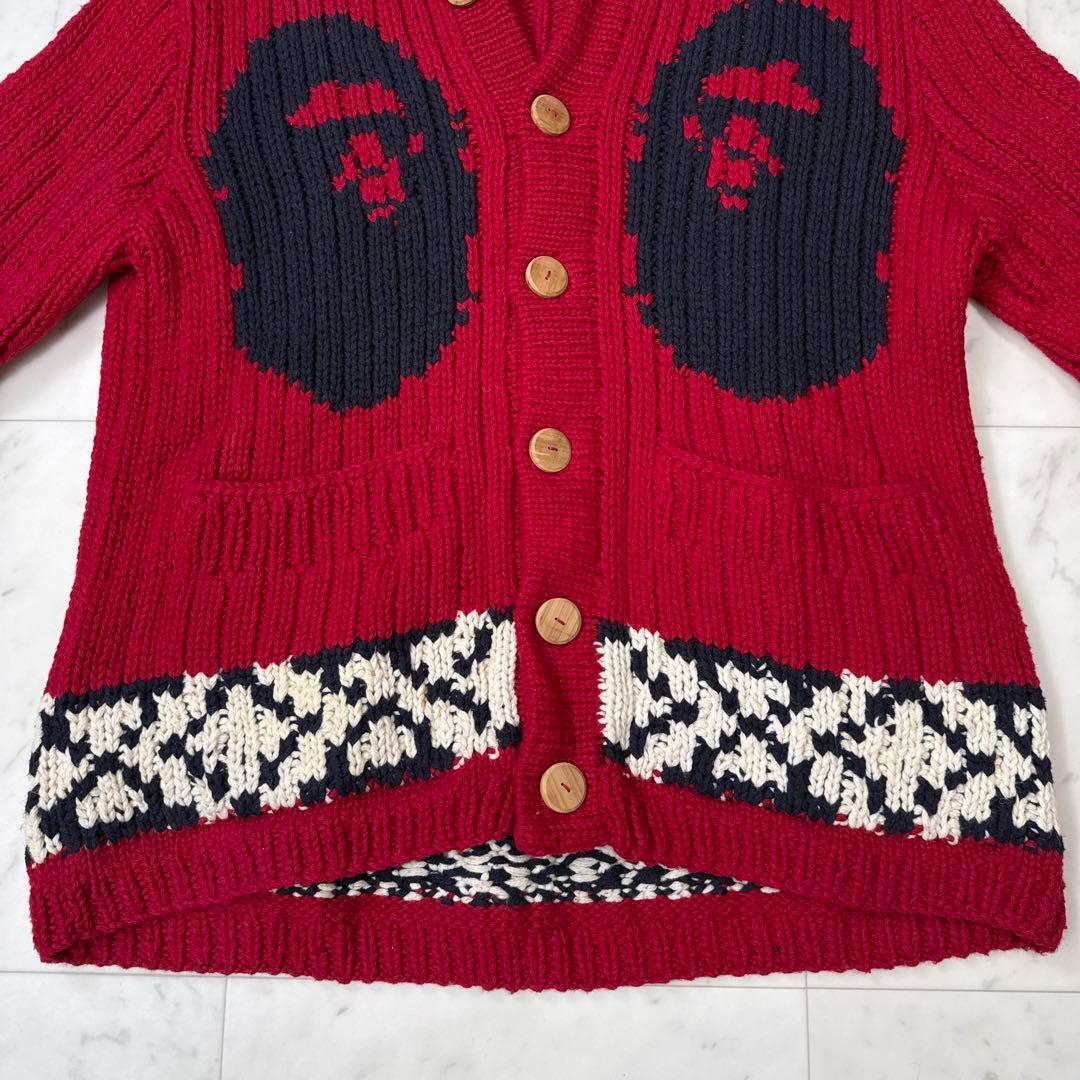 希少 アベイシングエイプ カウチンニット ゴリラウール 赤系 Mサイズ