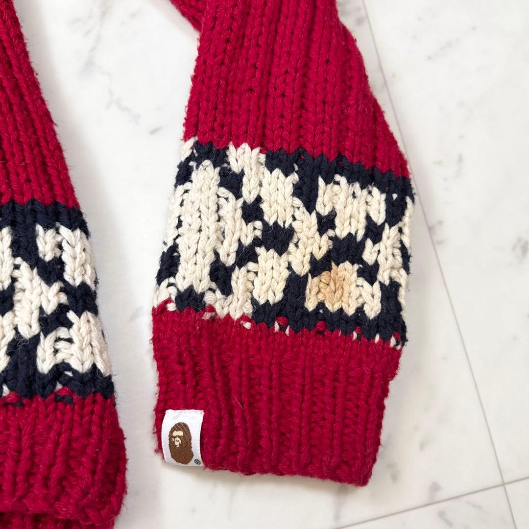 希少 アベイシングエイプ カウチンニット ゴリラウール 赤系 Mサイズ