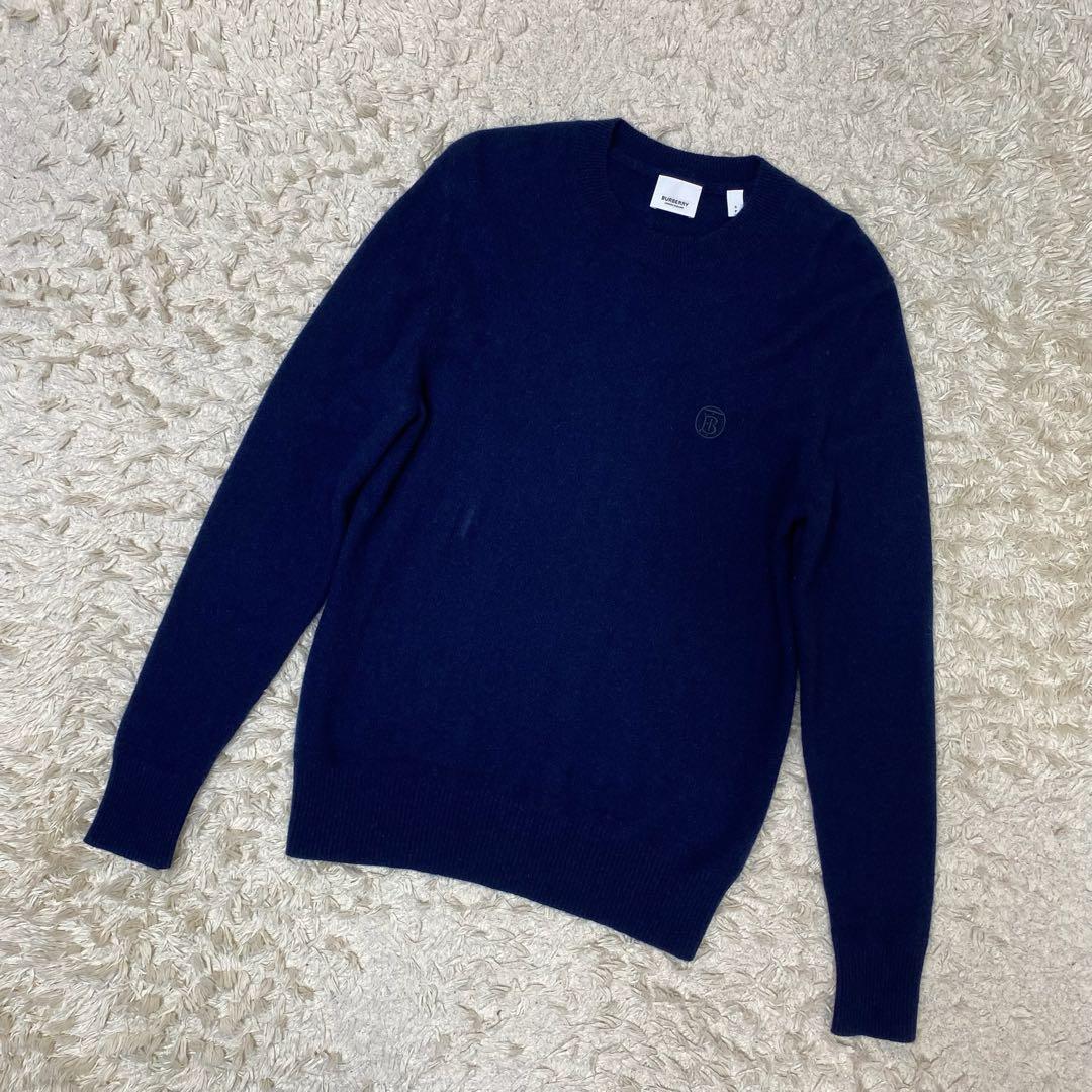 バーバリー カシミヤ ロゴ刺繍 クルーネックニット セーター 8018645 S