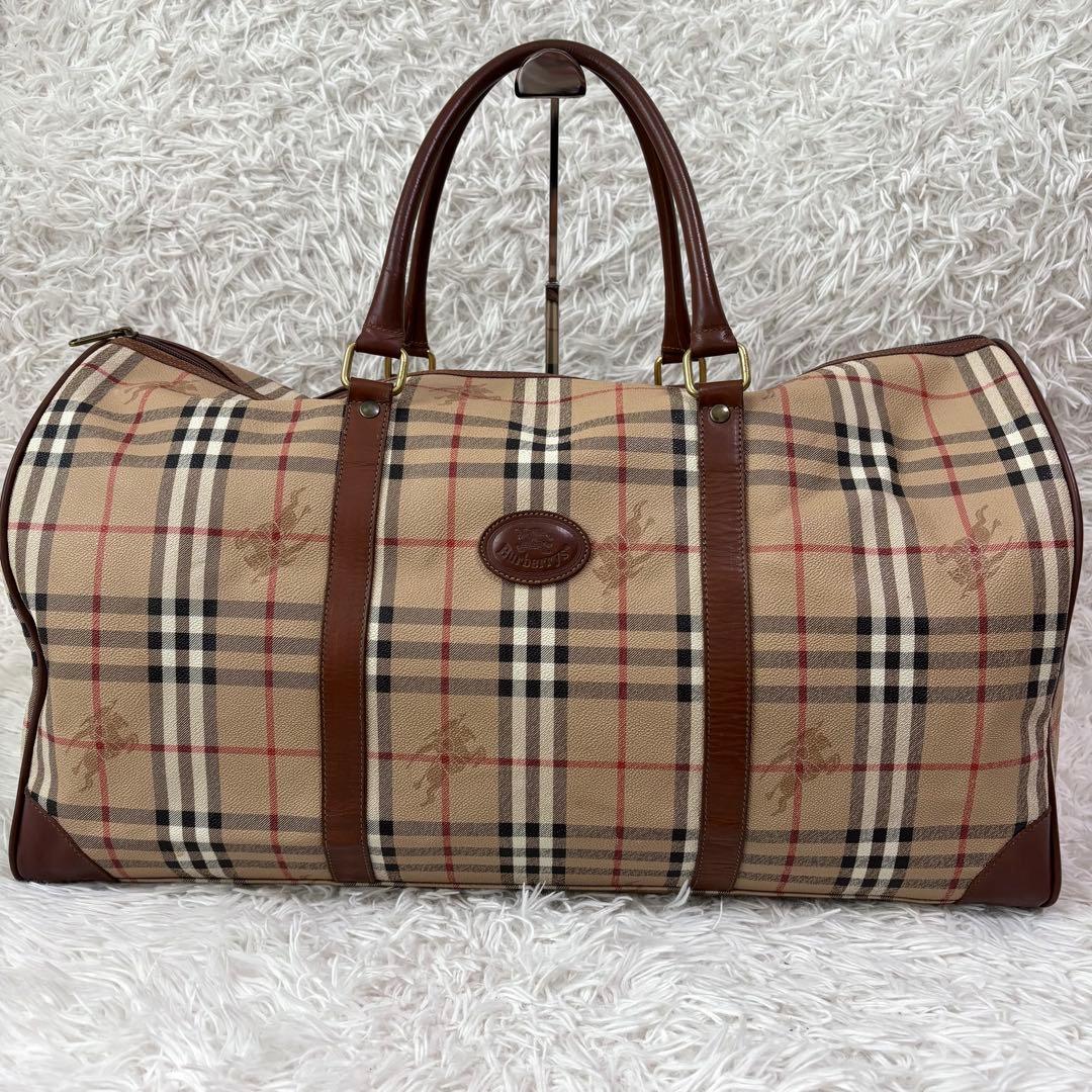 ✨美品✨バーバリー ボストンバッグ ノバチェック ホースロゴ 2way PVC