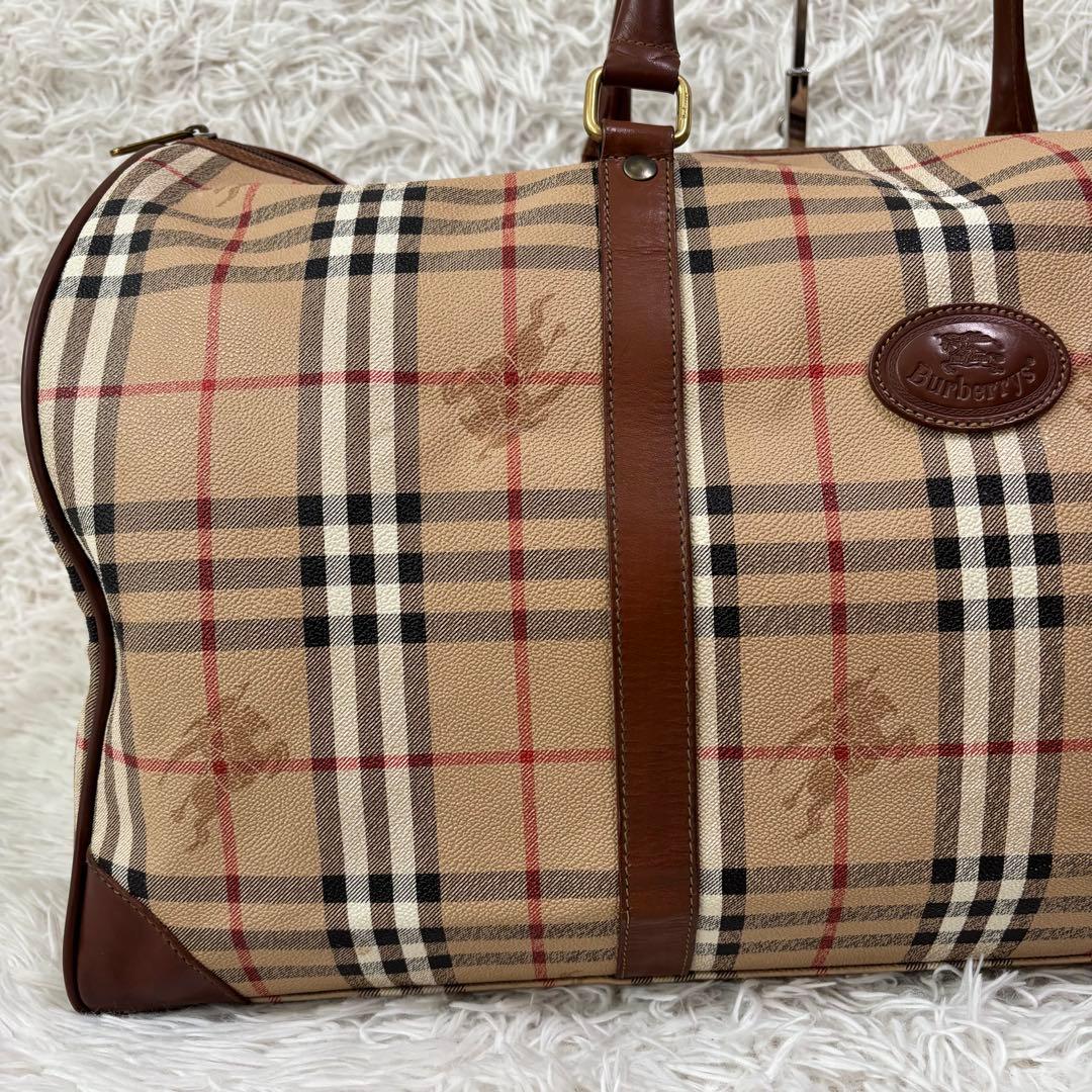 ✨美品✨バーバリー ボストンバッグ ノバチェック ホースロゴ 2way PVC