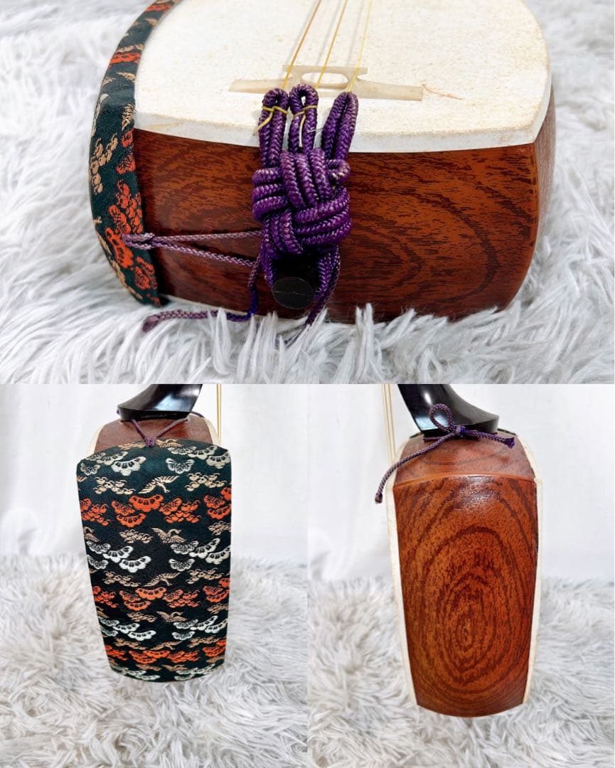 【希少】長唄三味線　細棹　紫檀　正寸　丸打胴　本体のみ