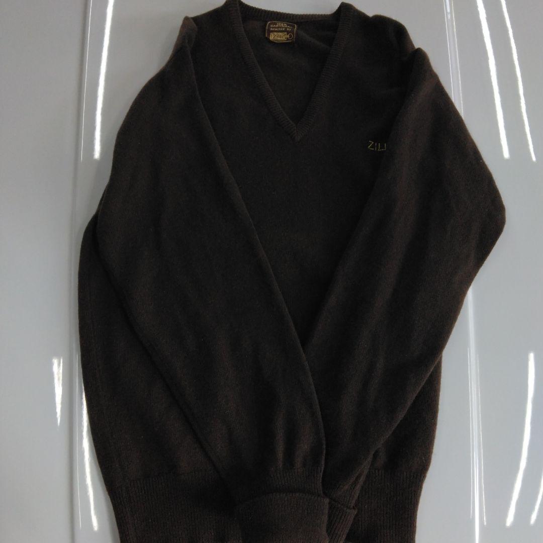 ＊ZILLI ＊本物100%カシミヤ Vネックセーター ダークブラウン