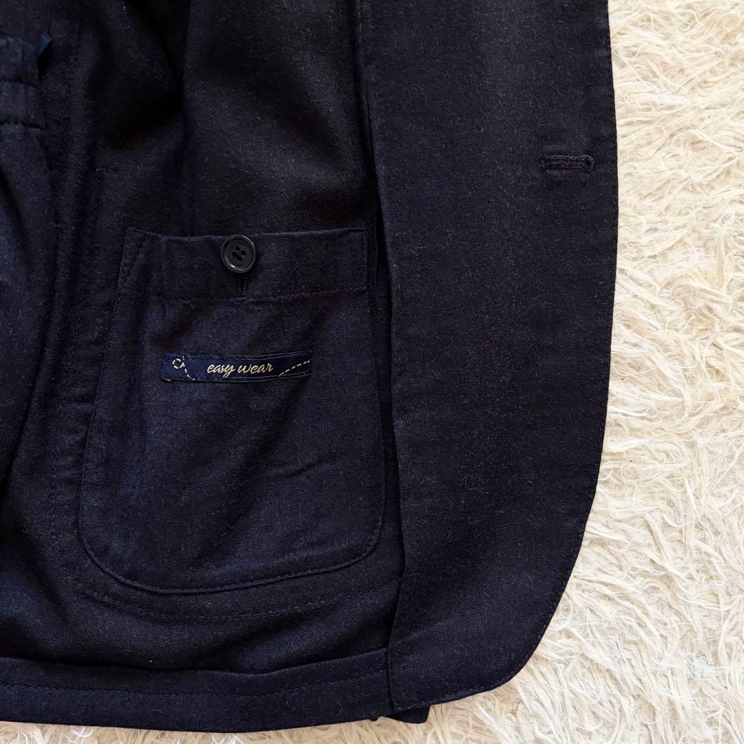 <美品>LARDINI easy wear 新ロゴ ネイビー ウール スーツ44
