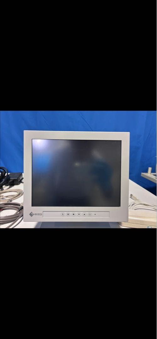 CRTモニター シルバー ケーブル付き