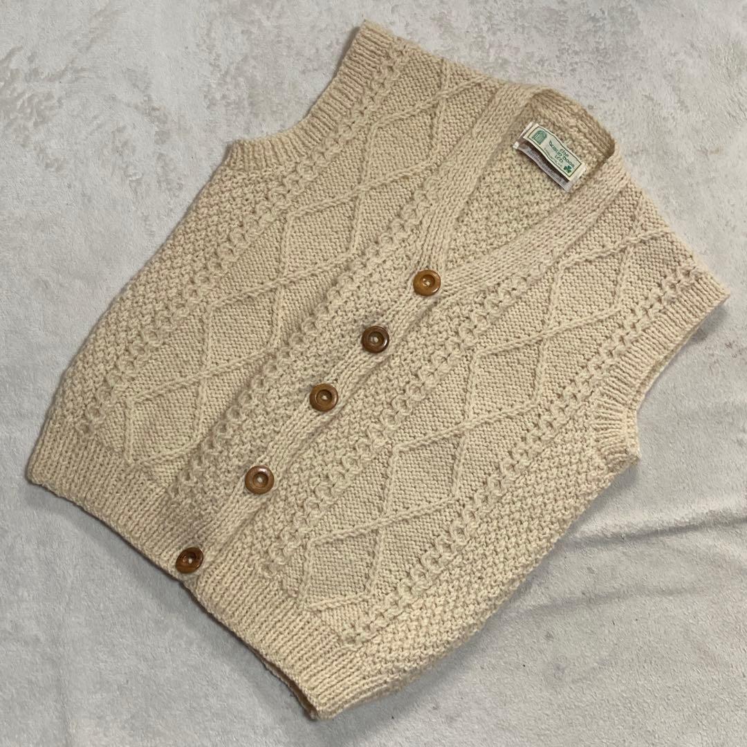 希少 インバーアラン スコットランド製 アイボリー ケウール ニットベスト