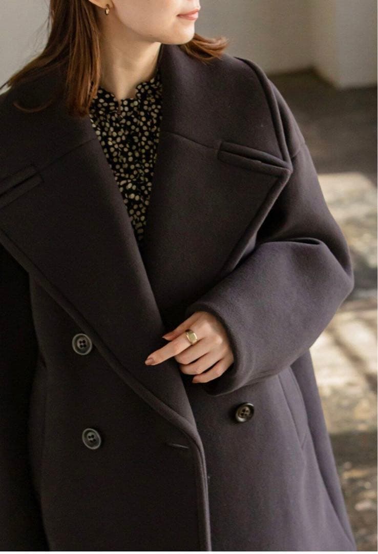 【美品】NOBLE MTRビッグカラーPコート　クリーニング済