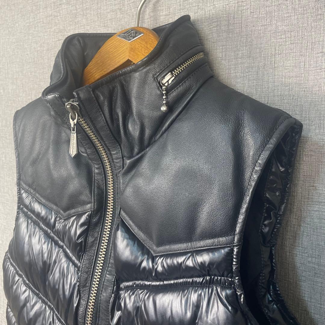 JACKROSE ジャックローズ　豚革　ブラック レザー ダウンベスト L