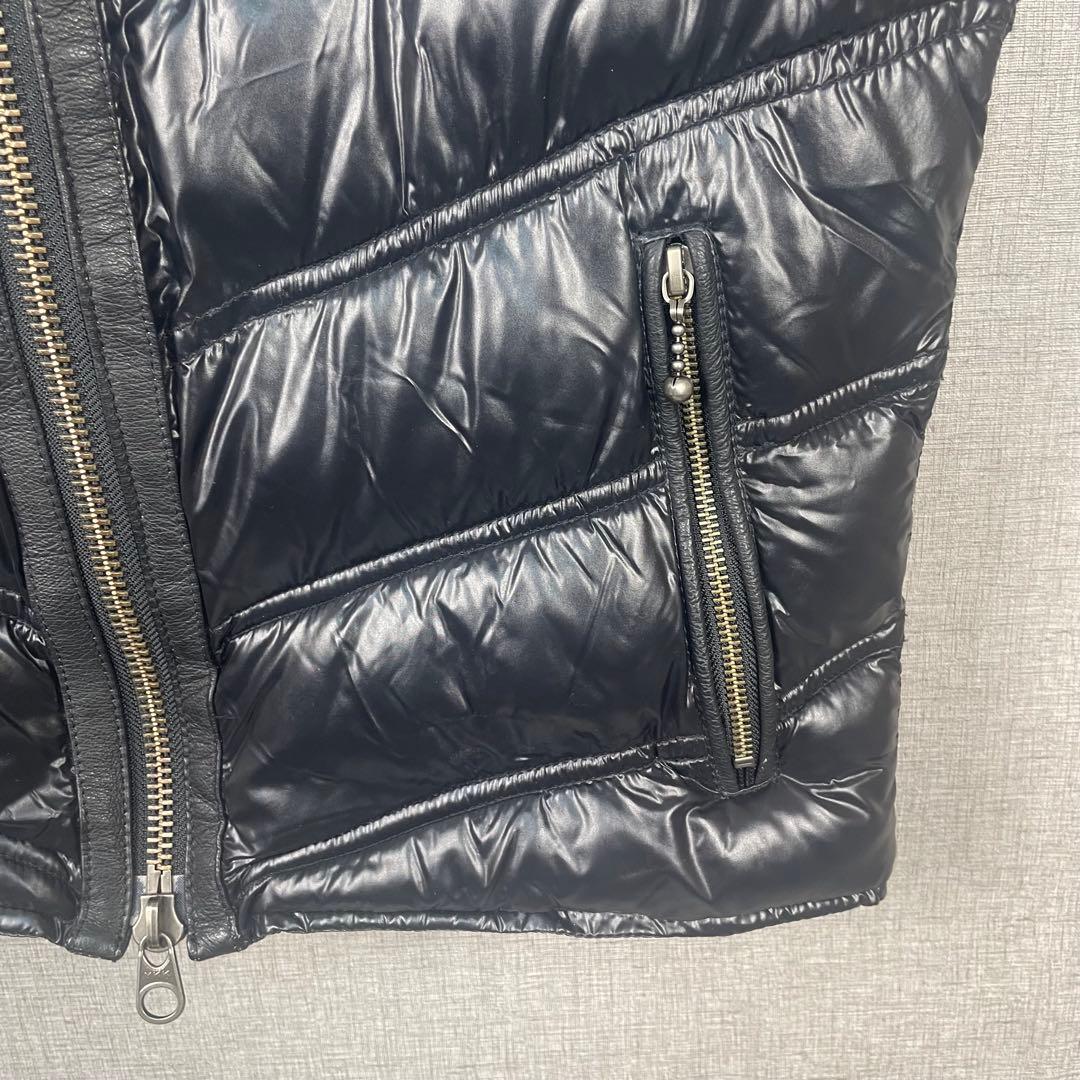 JACKROSE ジャックローズ　豚革　ブラック レザー ダウンベスト L