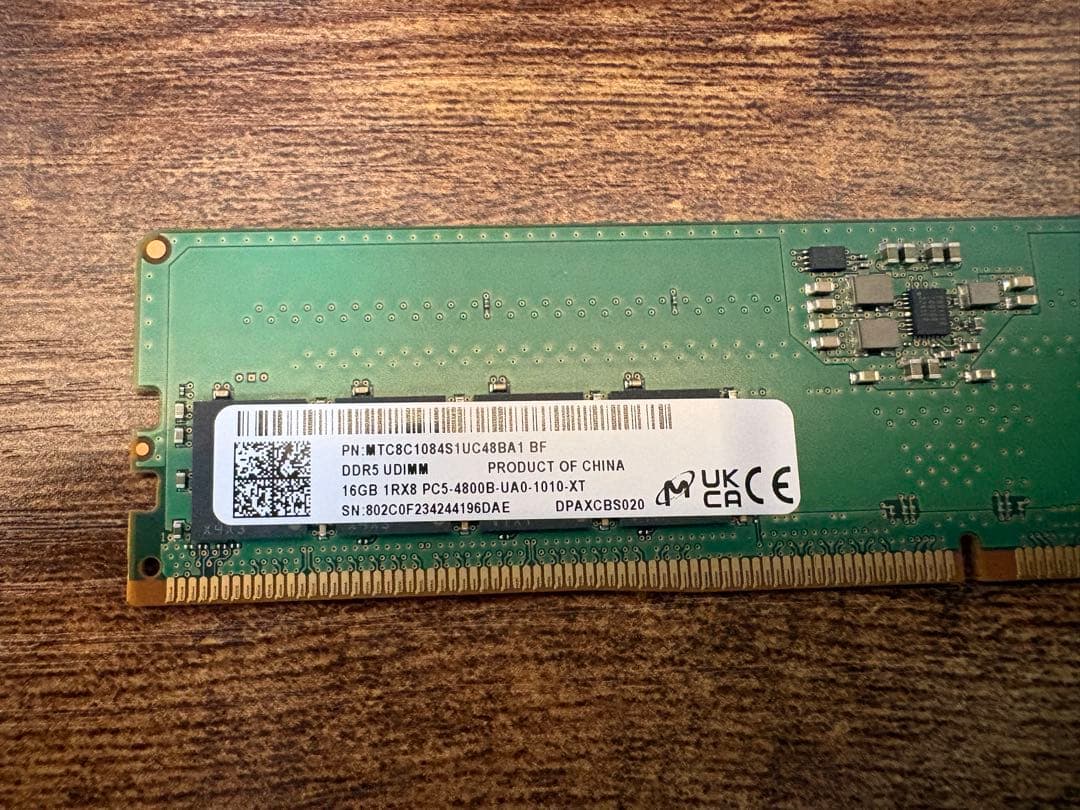 Micron UDIMM DDR5-4800 16GB×1