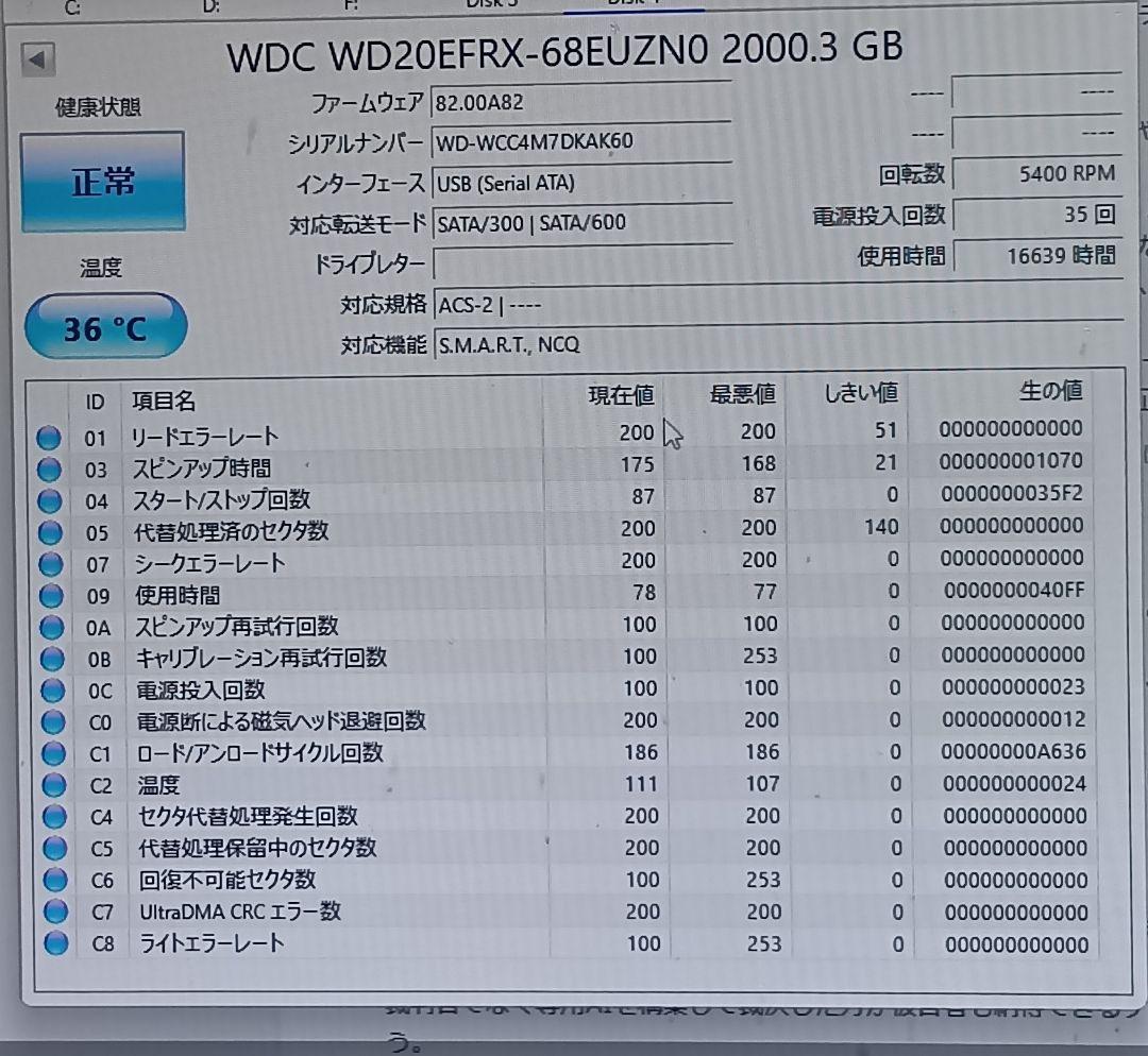 WD RED NAS ware 3.0 2TB 2台