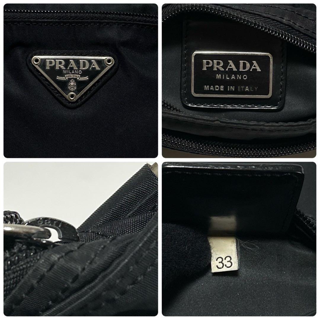 t04【極美品】プラダ　三角ロゴ　ナイロンブラック　ショルダーバッグサコッシュ.