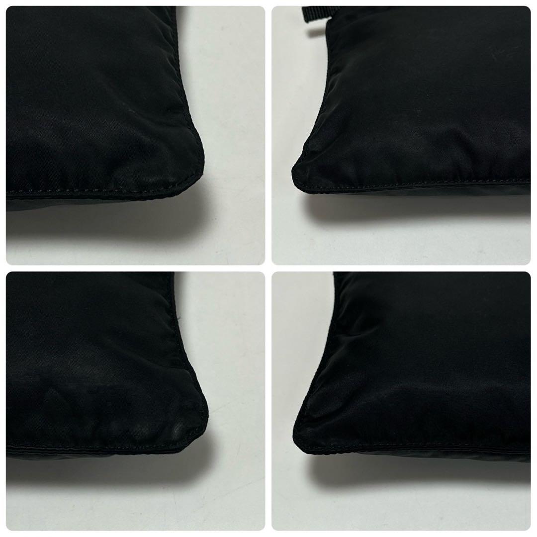 t04【極美品】プラダ　三角ロゴ　ナイロンブラック　ショルダーバッグサコッシュ.