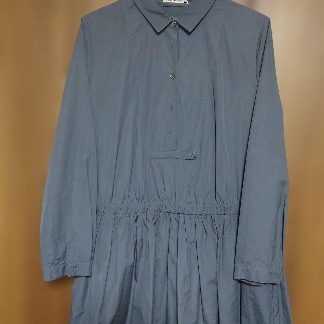 minä perhonen グレー シャツワンピース 長袖