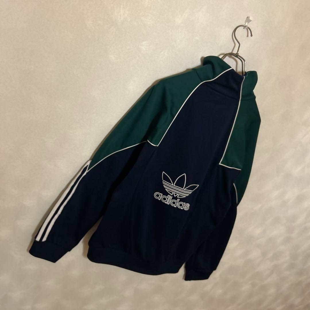 配色抜群　アディダス　トラックジャケット　バック刺繍　バイカラー　希少デザイン