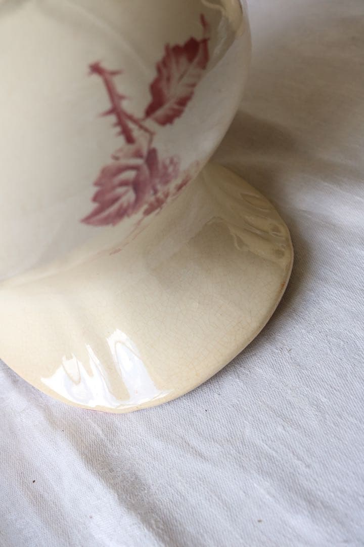 水差し　ピッチャー　ソープディッシュ　セット　小鳥　フランス　アンティーク　赤