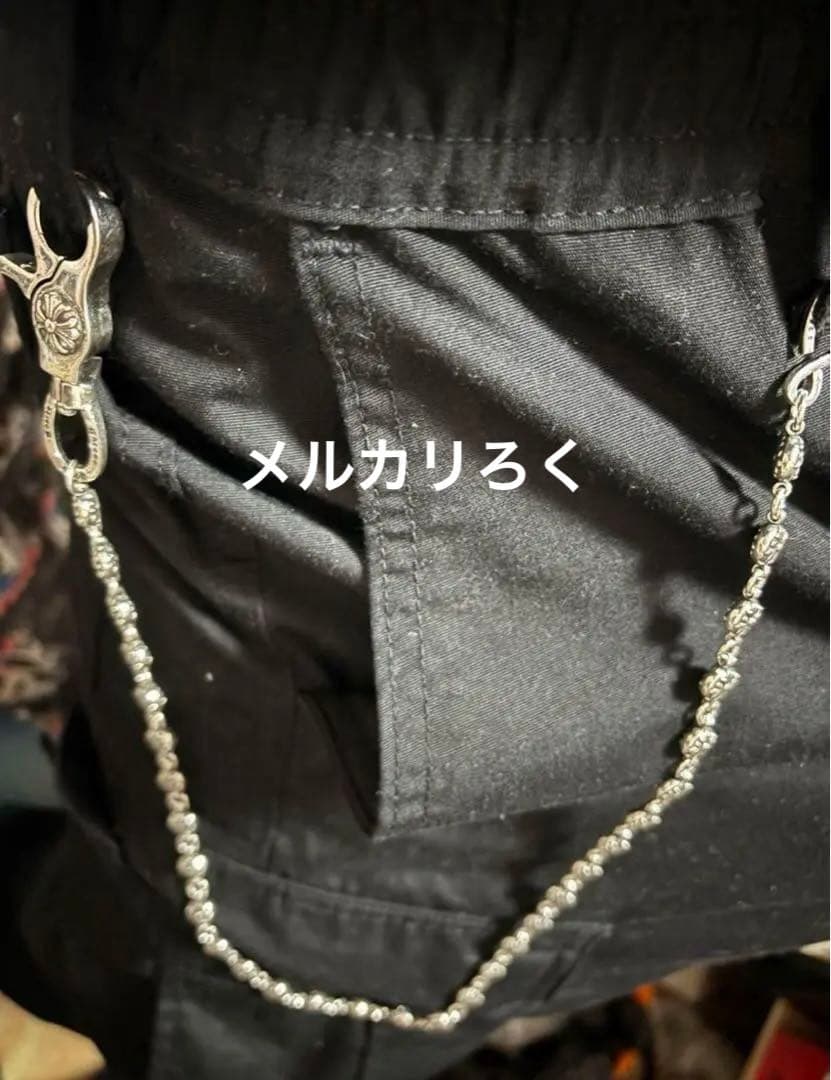 シルバー925刻印 ウォレットチェーン クロスボール クロム好きに是非！