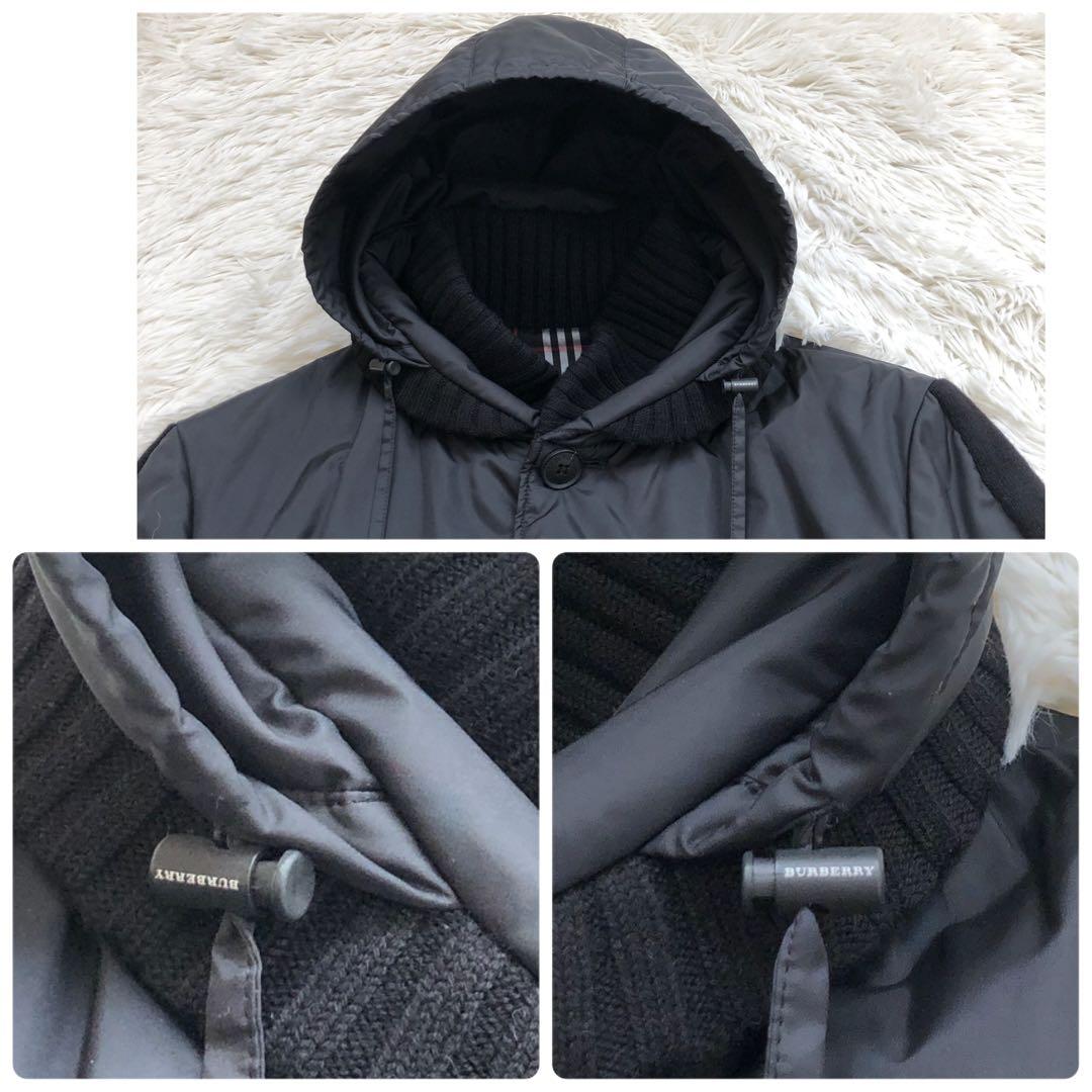 【入手困難】バーバリーブラックレーベル フーデッドコート 切替　ロゴボタン