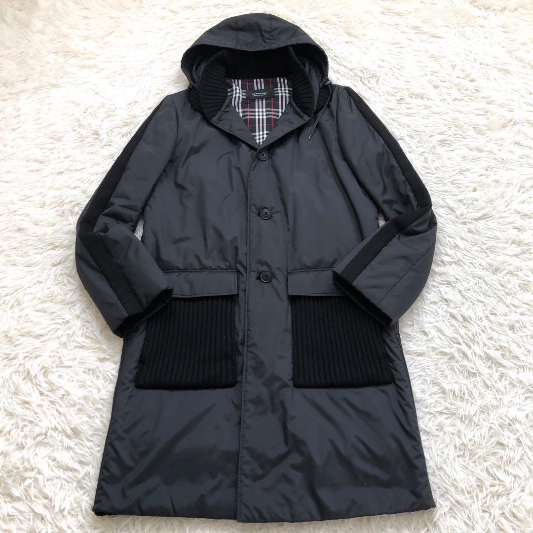 【入手困難】バーバリーブラックレーベル フーデッドコート 切替　ロゴボタン