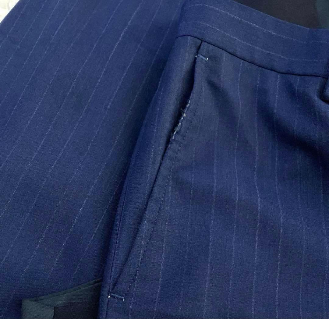 グリーンレーベルリラクシング　スーツ　チョークストライプ　ネイビー　3ピース