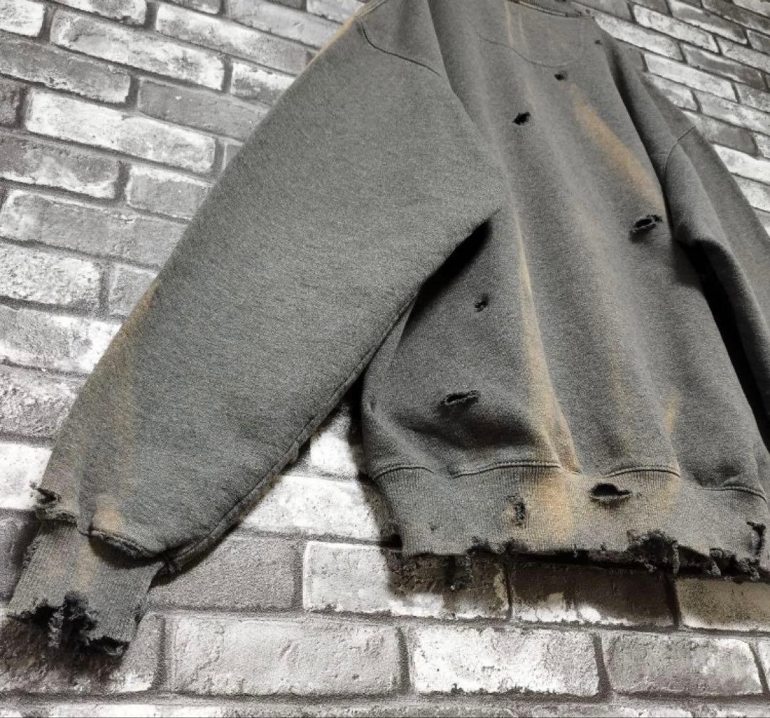 鬼フェード チャンピオン クラッシュ ボロスウェット グランジ ダメージ 袖太