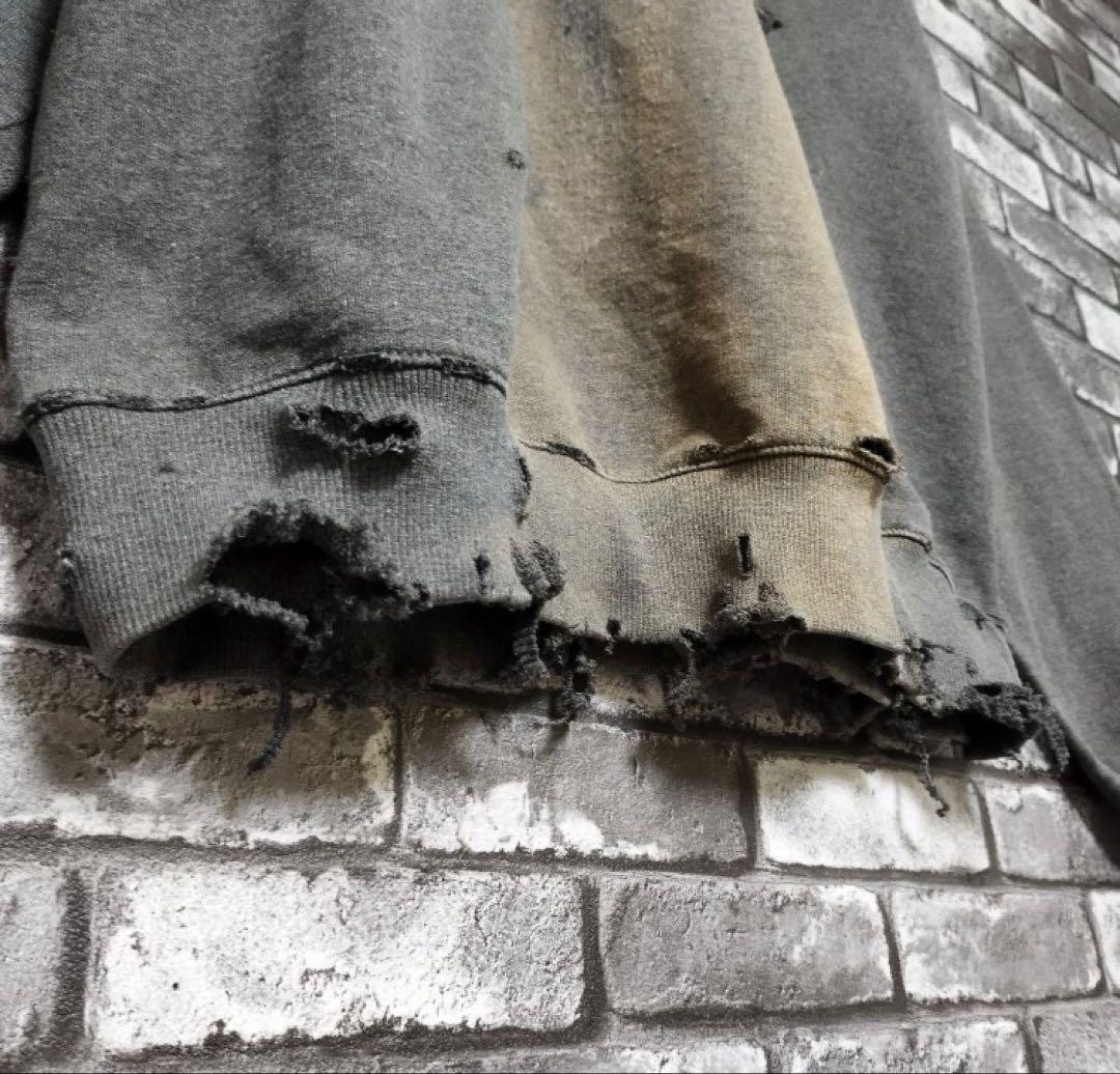 鬼フェード チャンピオン クラッシュ ボロスウェット グランジ ダメージ 袖太