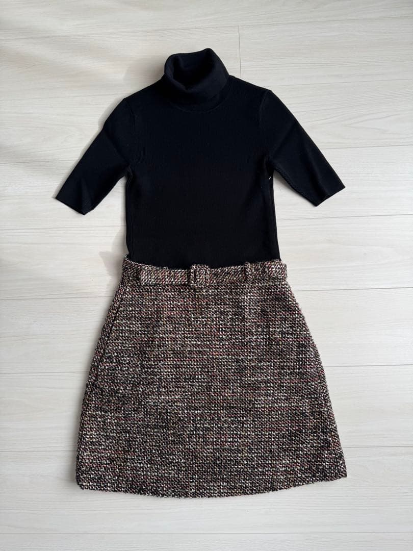 Theory セオリー　ドッキングワンピース　リブニット　ツイード