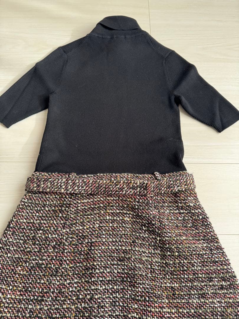 Theory セオリー　ドッキングワンピース　リブニット　ツイード