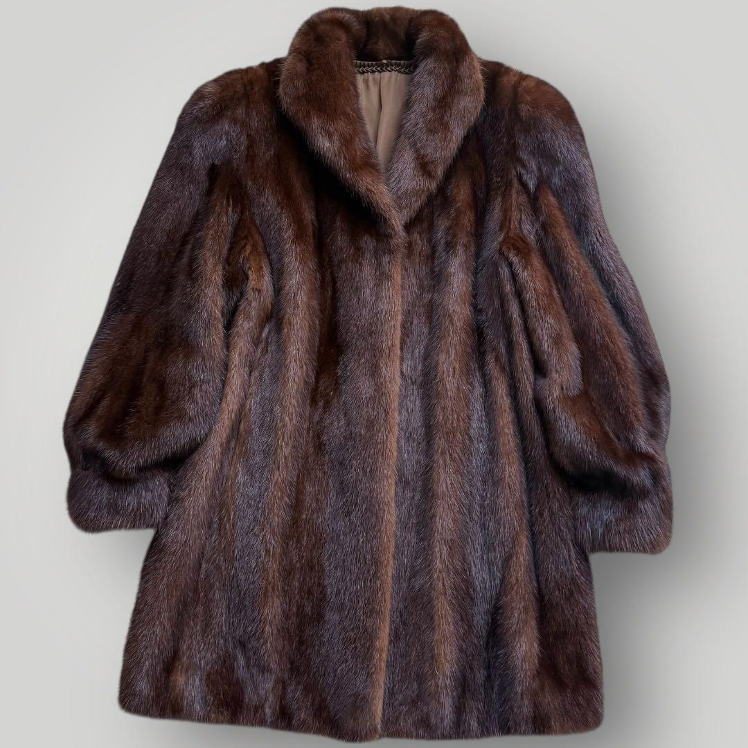 本毛皮☆ミンクファー MINK ファーコート ふかふか◎ 毛艶◎ ブラウン系