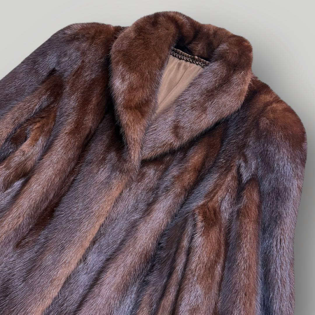 本毛皮☆ミンクファー MINK ファーコート ふかふか◎ 毛艶◎ ブラウン系