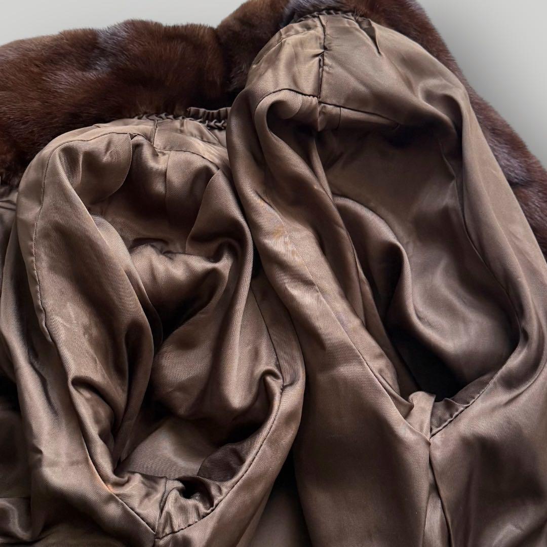 本毛皮☆ミンクファー MINK ファーコート ふかふか◎ 毛艶◎ ブラウン系