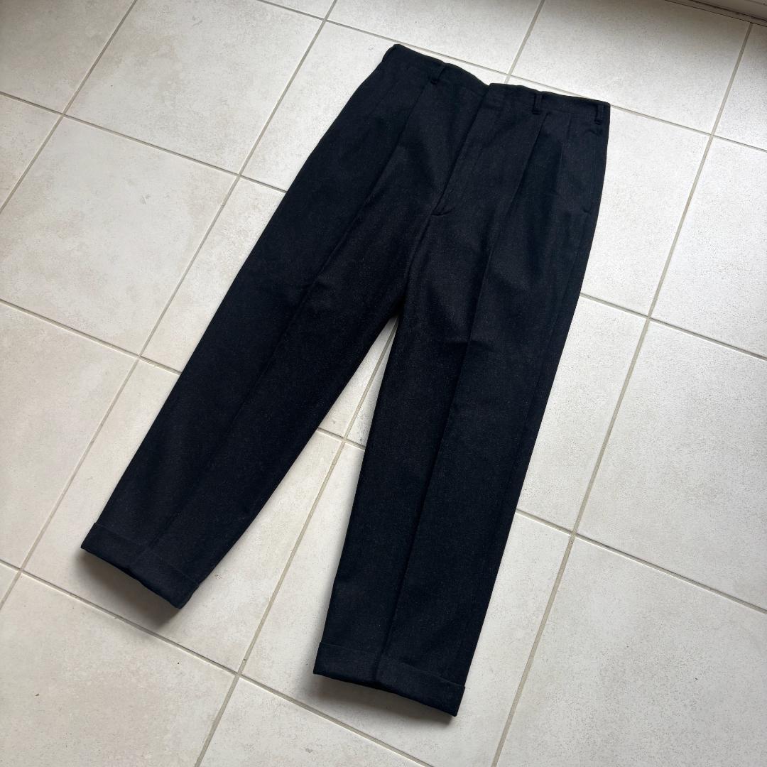 50s USA製 ブラック絣 ツータックウールスラックス レーヨンフリスコパンツ