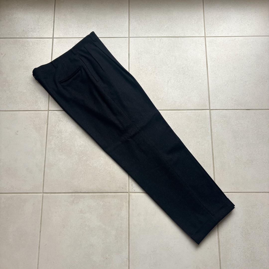 50s USA製 ブラック絣 ツータックウールスラックス レーヨンフリスコパンツ