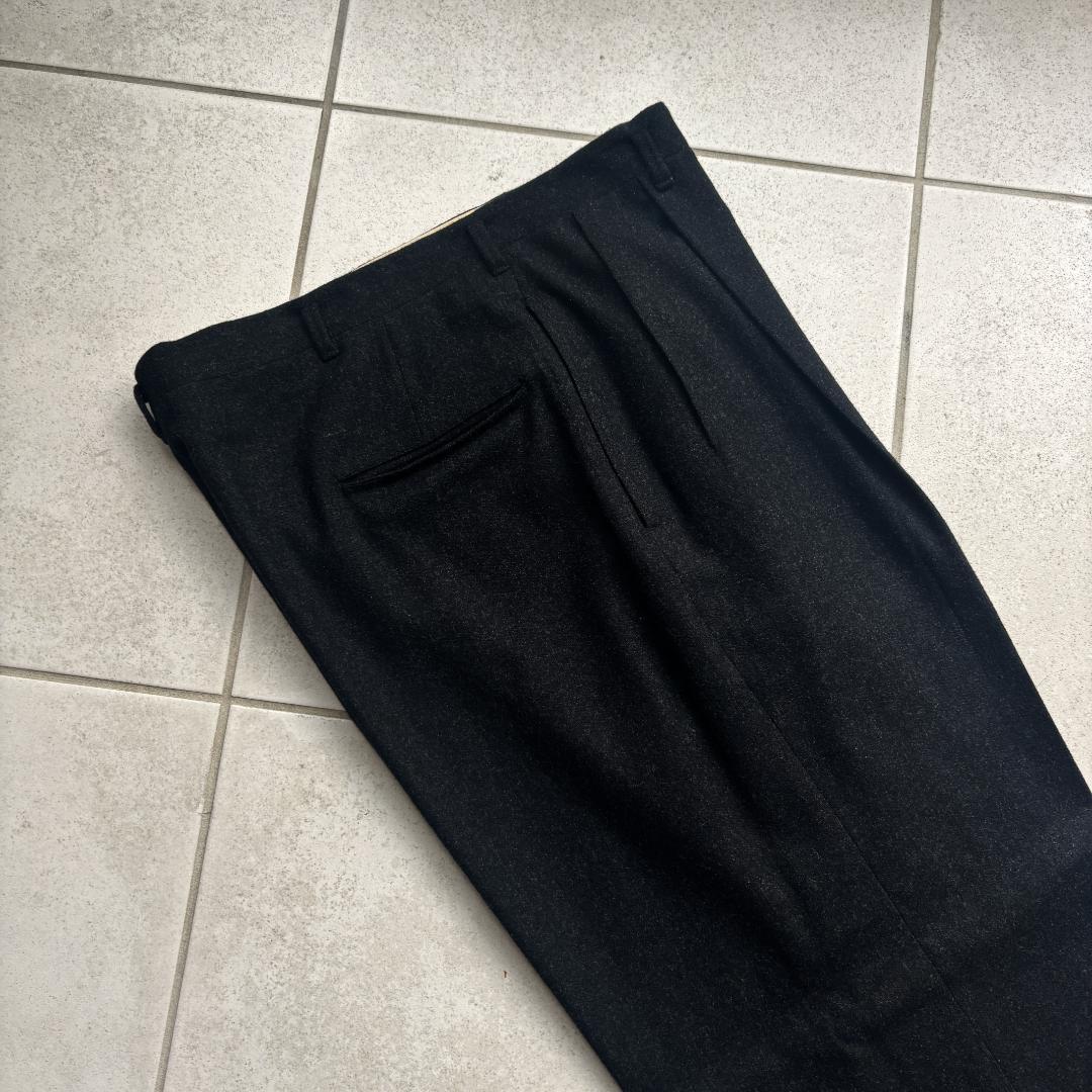 50s USA製 ブラック絣 ツータックウールスラックス レーヨンフリスコパンツ