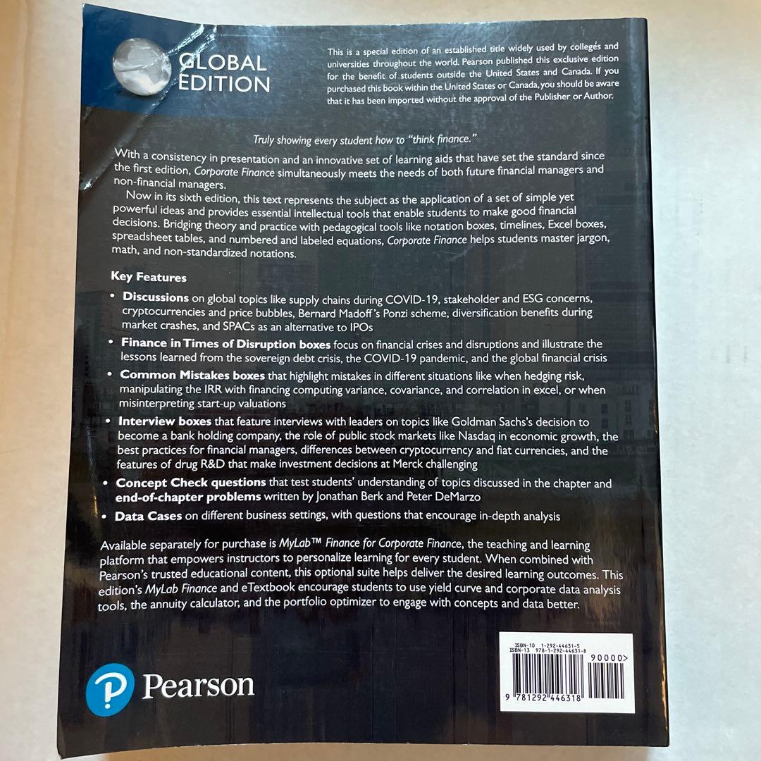 ビジネス・経済 Corporate Finance 6E, Berk, DeMarzo