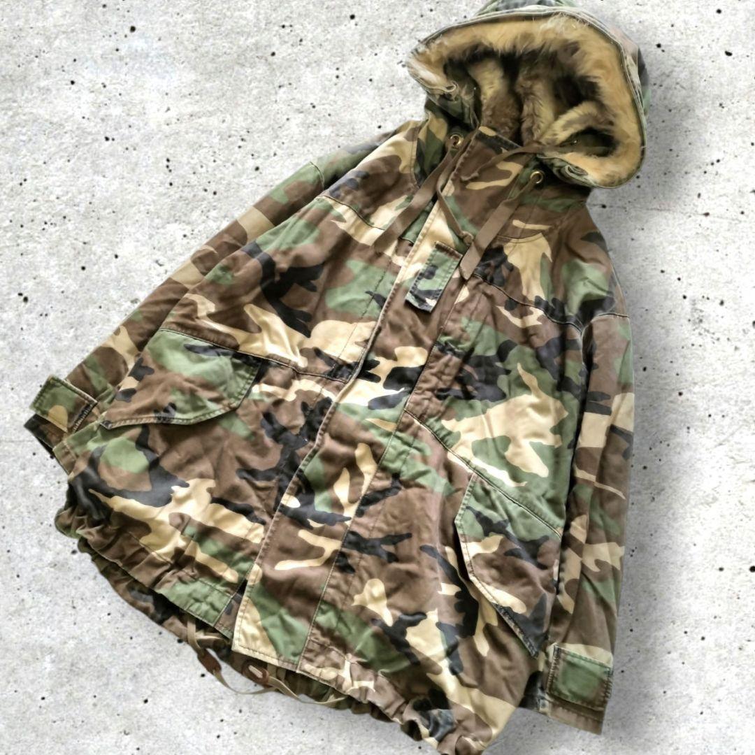 RNA アールエヌエー　カモフラBigコート　迷彩　ウッドランドカモフラ柄