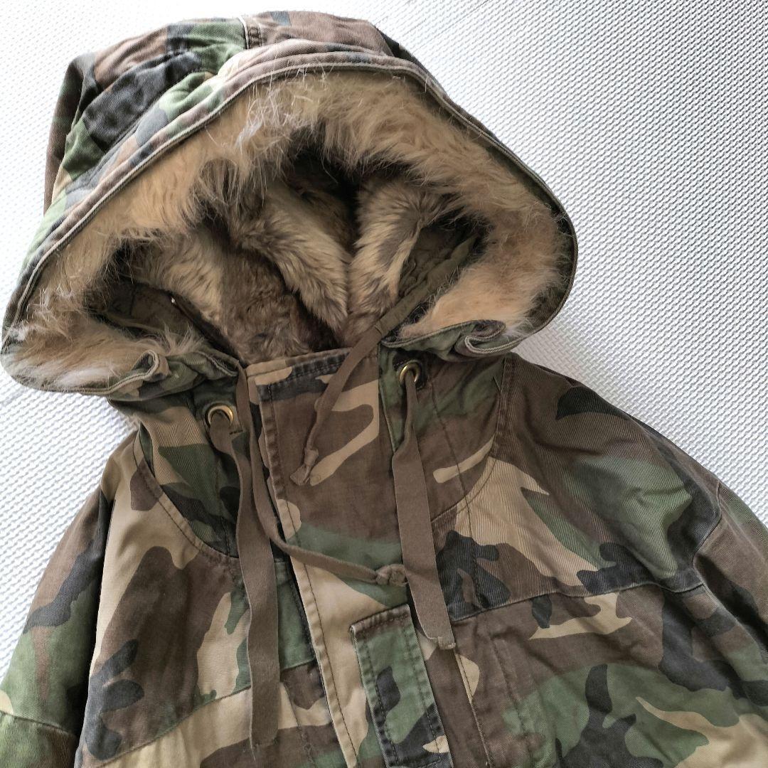 RNA アールエヌエー　カモフラBigコート　迷彩　ウッドランドカモフラ柄