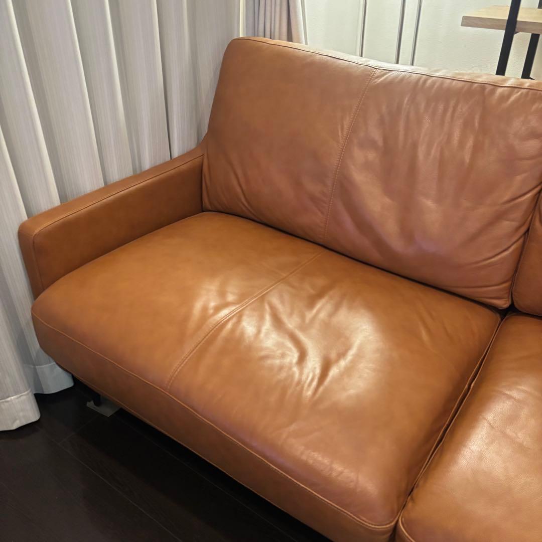 【美品！残り1日】本革(一部合皮)レザーソファ3人掛け　ニトリ