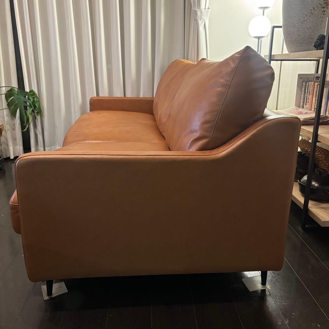 【美品！残り1日】本革(一部合皮)レザーソファ3人掛け　ニトリ