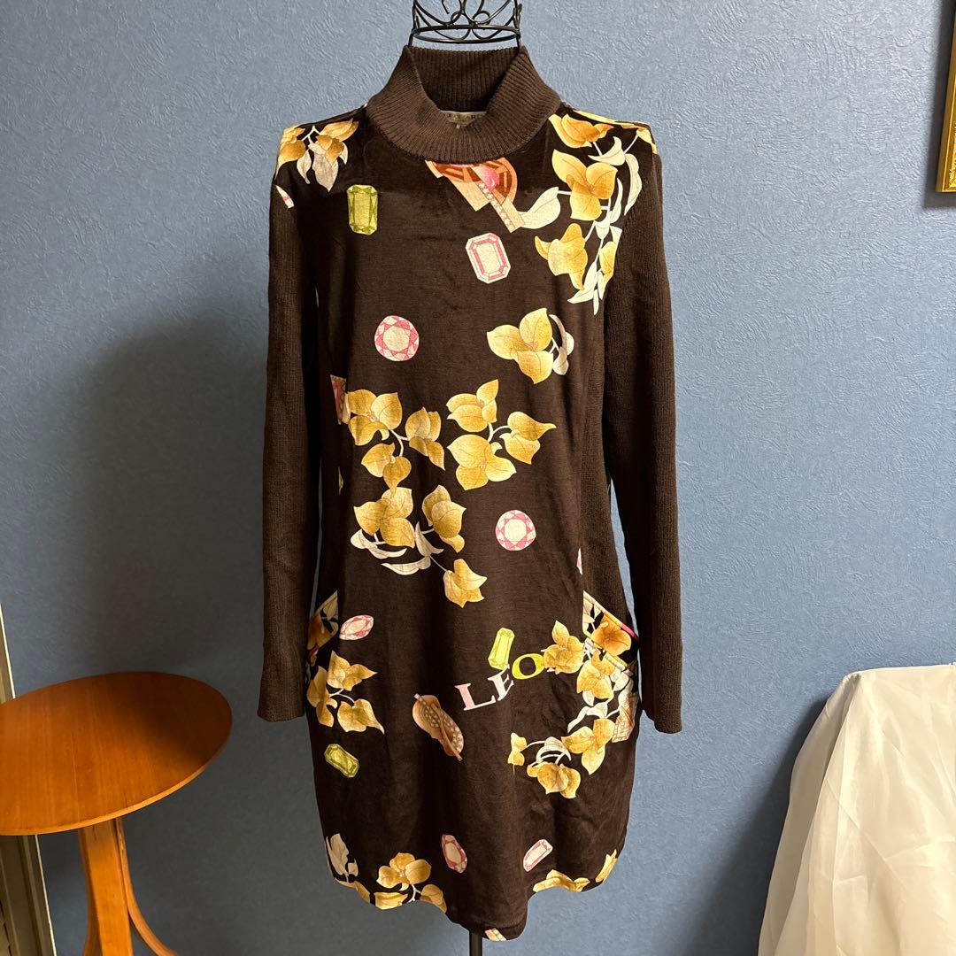 レオナール LEONARD SPORT 花柄タートルネックチュニックsize４０