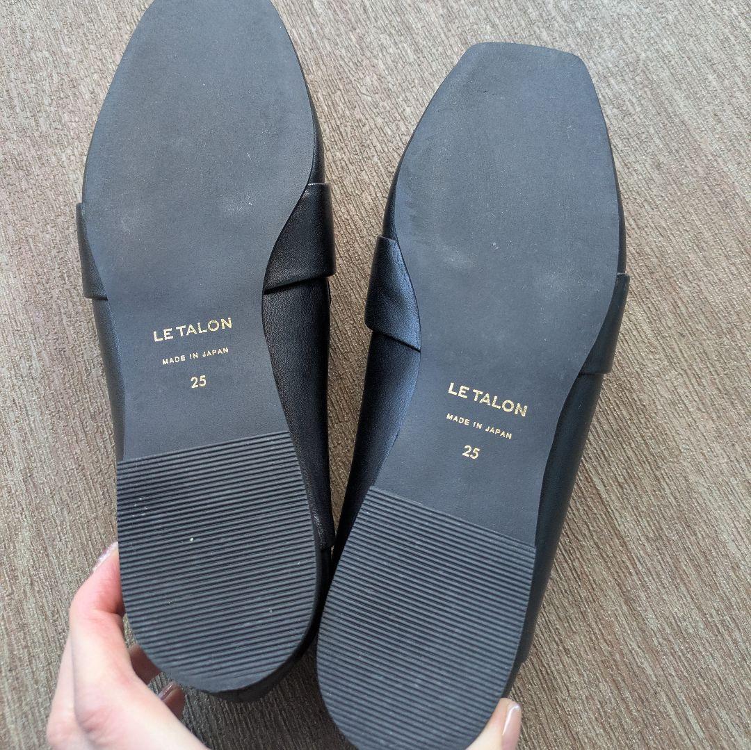 ほぼ新品☆ LE TALON 25cm本革レザースクエアメタルバックルローファー