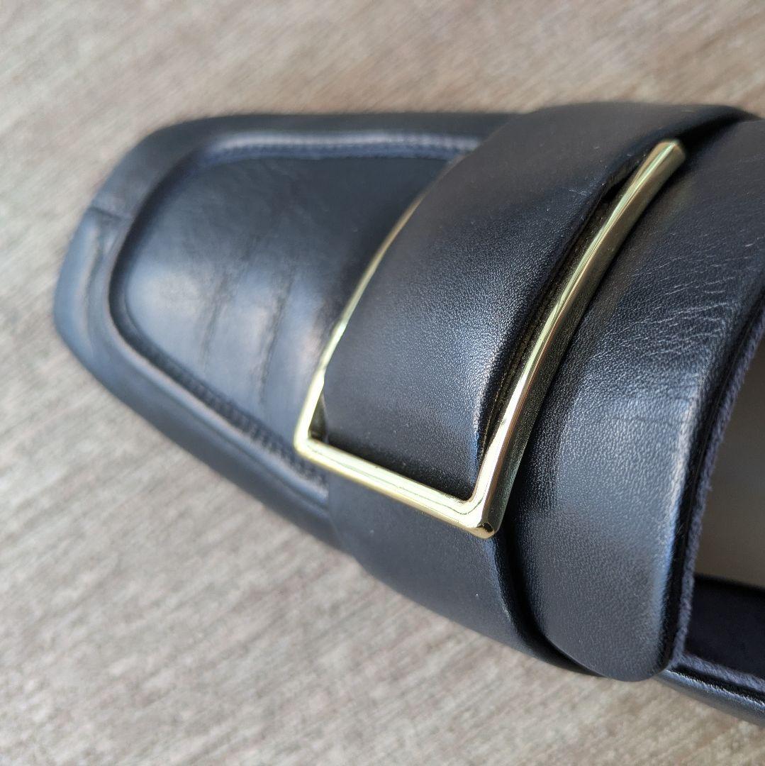 ほぼ新品☆ LE TALON 25cm本革レザースクエアメタルバックルローファー