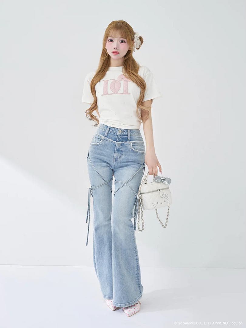 ☘️新品未使用☘️ Hello DarichキルティングアップリケビジューTシャツ