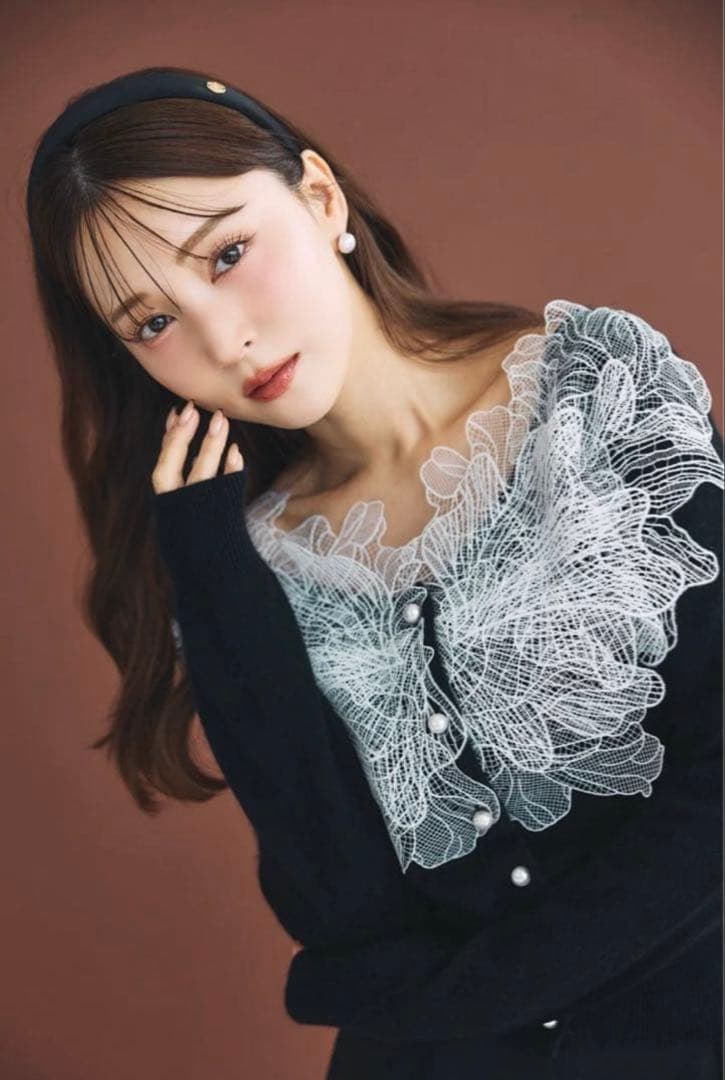 polaura ポローラ レースフリルカーディガン